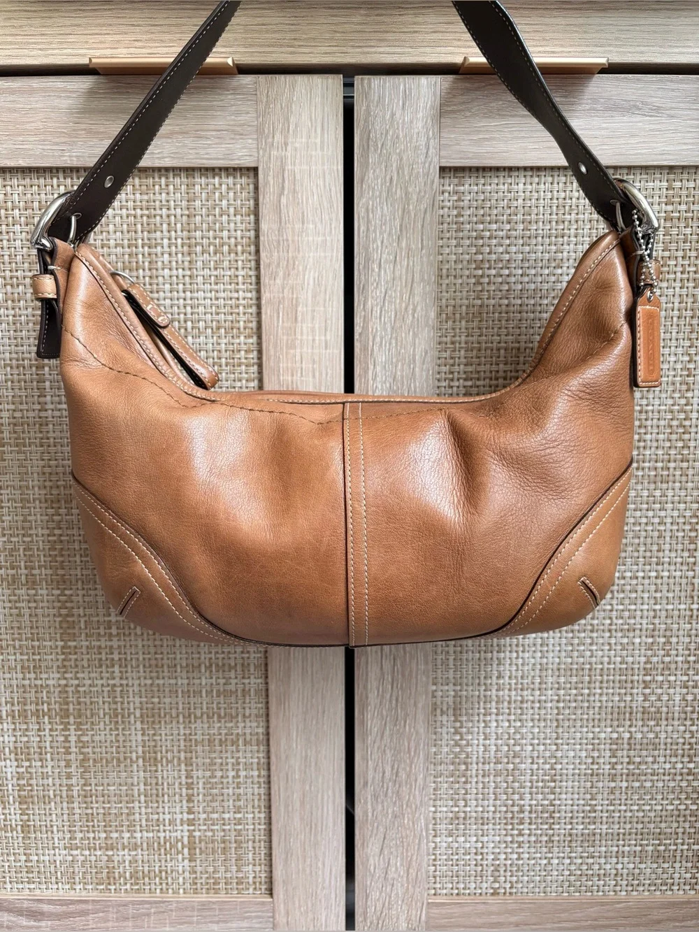 COACH Y2K Vintage Soho Hobo Crescent Tan Brown Leather Shoulder Bag Handbag 9464